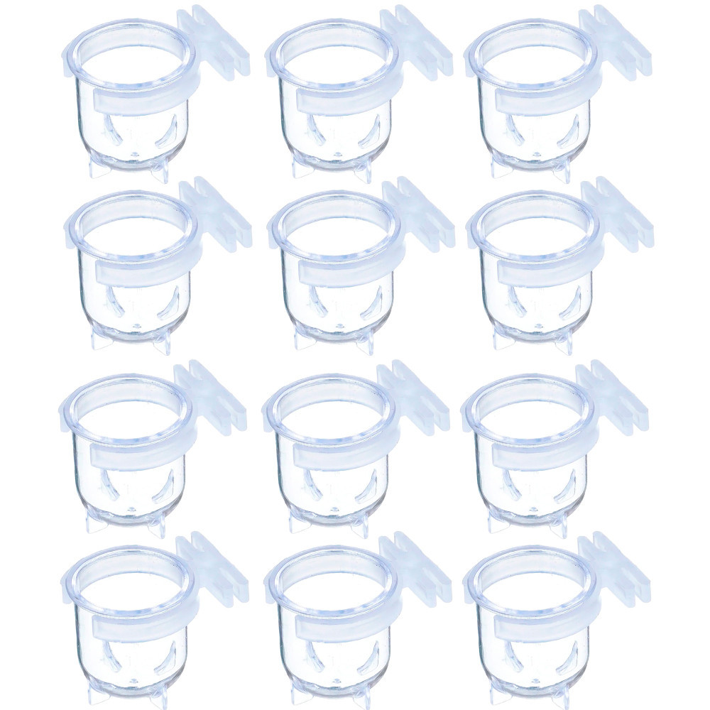 Kit 12 Porta Vitamina Cristal Comedouro coleiro Aves Passaros Pequenos