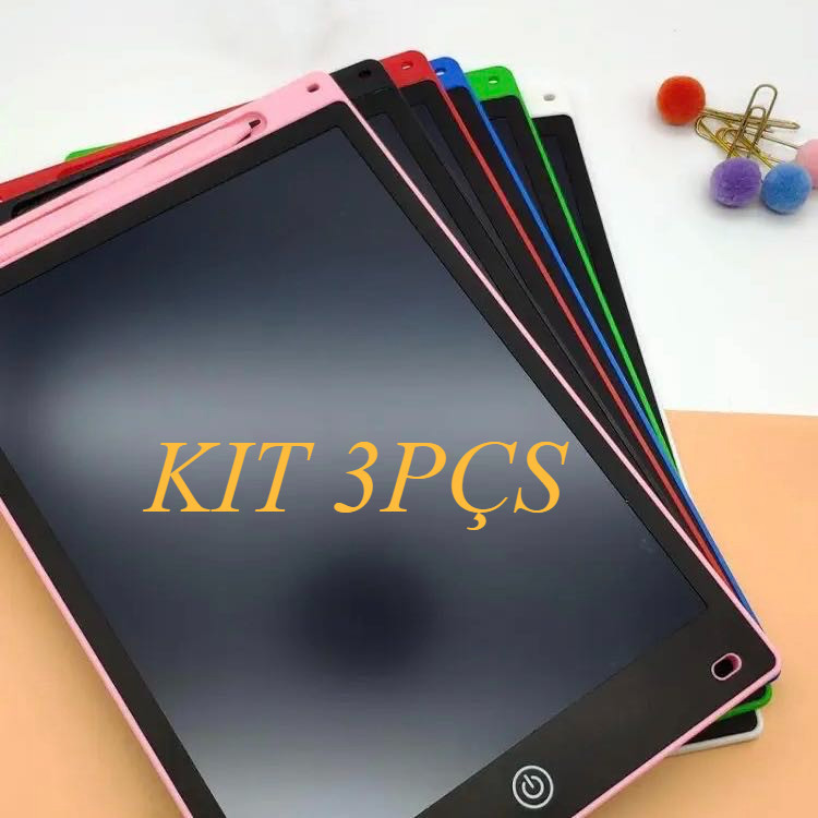 Kit 3 Lousa Mágica 8.5 Polegadas Tela Lcd Tablet Infantil De Escrever E Desenhar