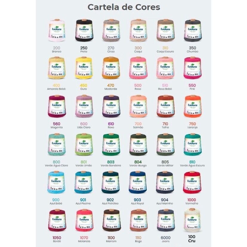 Barbante Euroroma 600g Fio 6 610m - Cores - Tricô / Crochê
