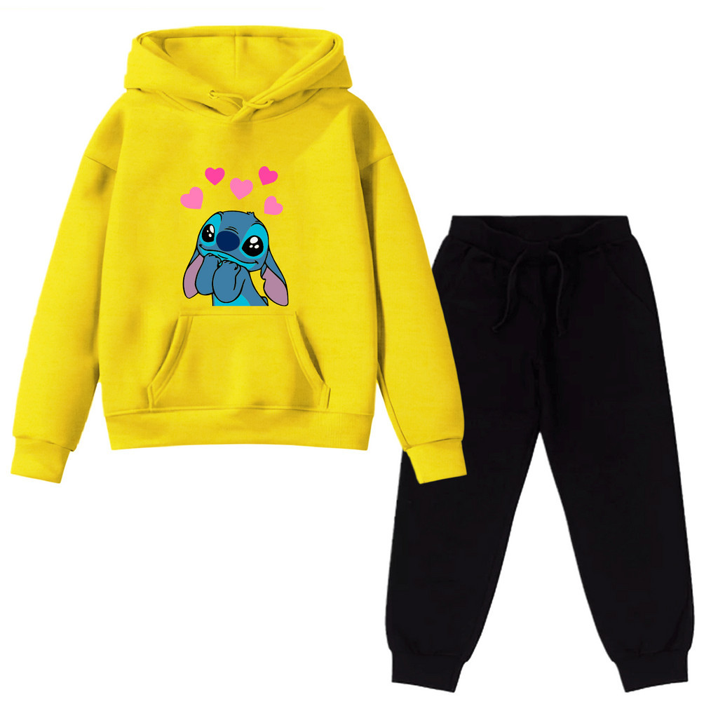 Conjunto Blusa Moletom E Calça Moletom Flanelado Infantil Sti-tch Apaixonado Desenho - Envio Rápido