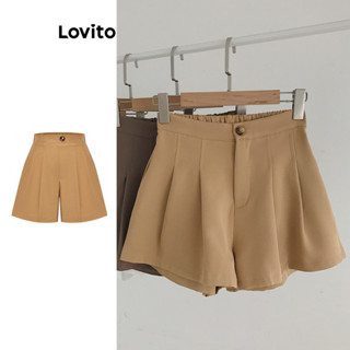 Lovito Shorts Fofos com Bolsos e Botões para Mulheres L73AD044