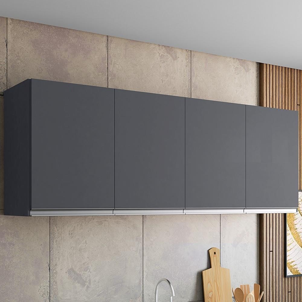 Armário Aéreo 150cm 4 Portas Andréia Cinza - AJL Móveis em Oferta na Shopee