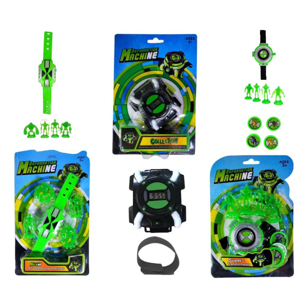 Relógios Ben10 Ominitrix Lançador Disco Luz E Som 3 Peças