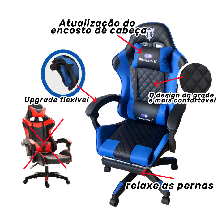 Cadeira de escritório gamer ergonômica estofado de couro sintético sintético Cadeira de jogos com almofada espessa de malha