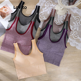 Lovito Sutiã esportivo feminino esportivo liso com contraste LNL51041