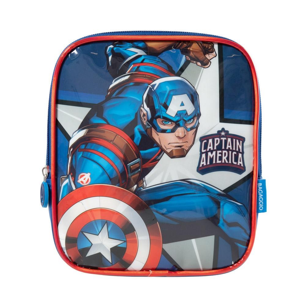 Lancheira Escolar Masculina Marvel Capitão América Azul