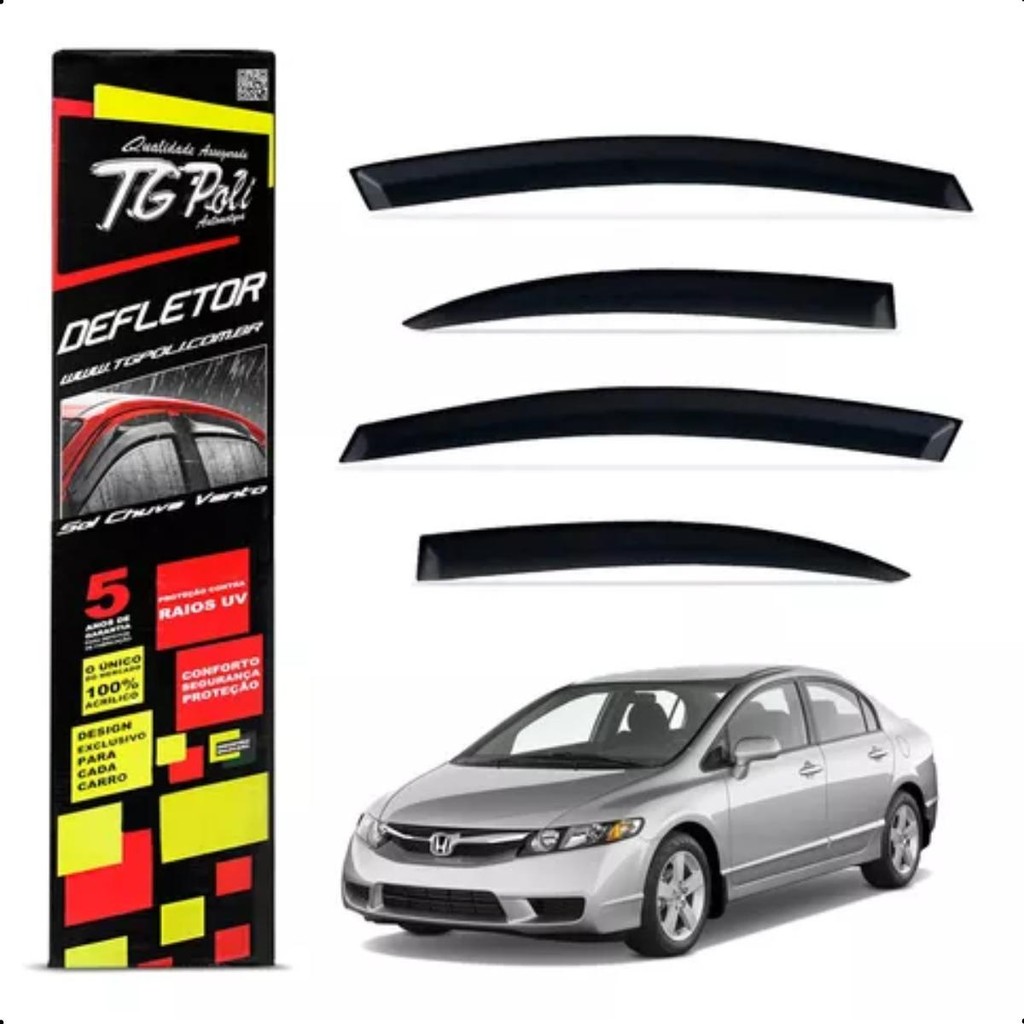 Calha de Chuva TG Poli Civic 2007 até 2011 em Oferta na Shopee