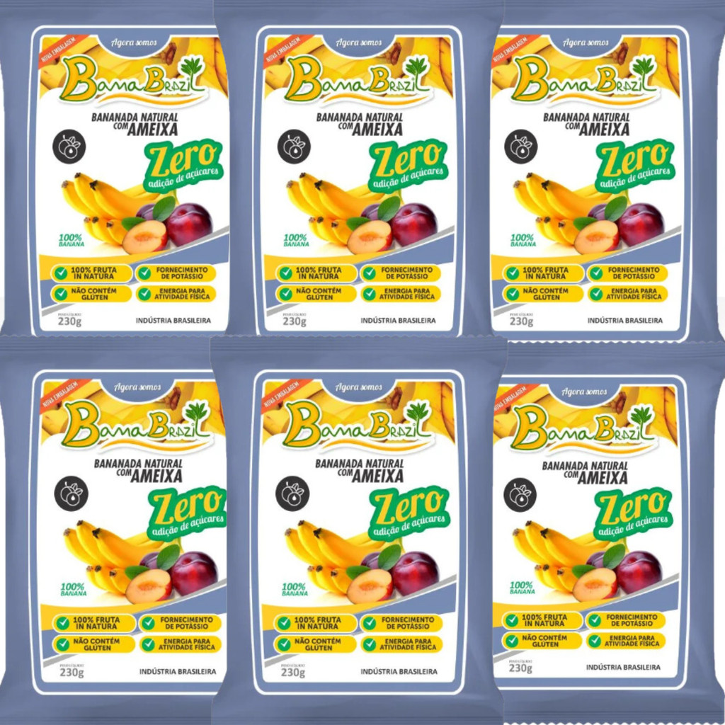 Doce Bananinha Zero Açúcar com Ameixa 06 Pacotes de 230g