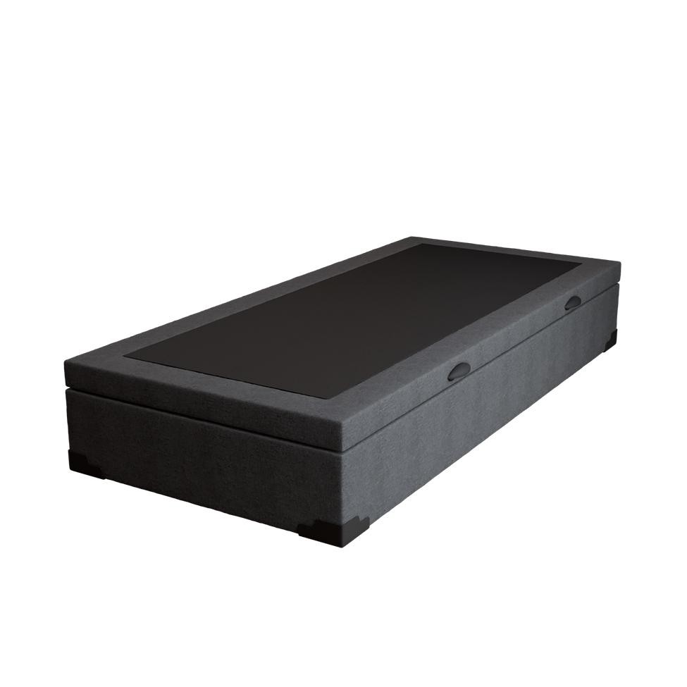 Base para Cama Box Solteiro Martin Premium com Baú Linho (47x88x188 cm) Grafite - Home & Living