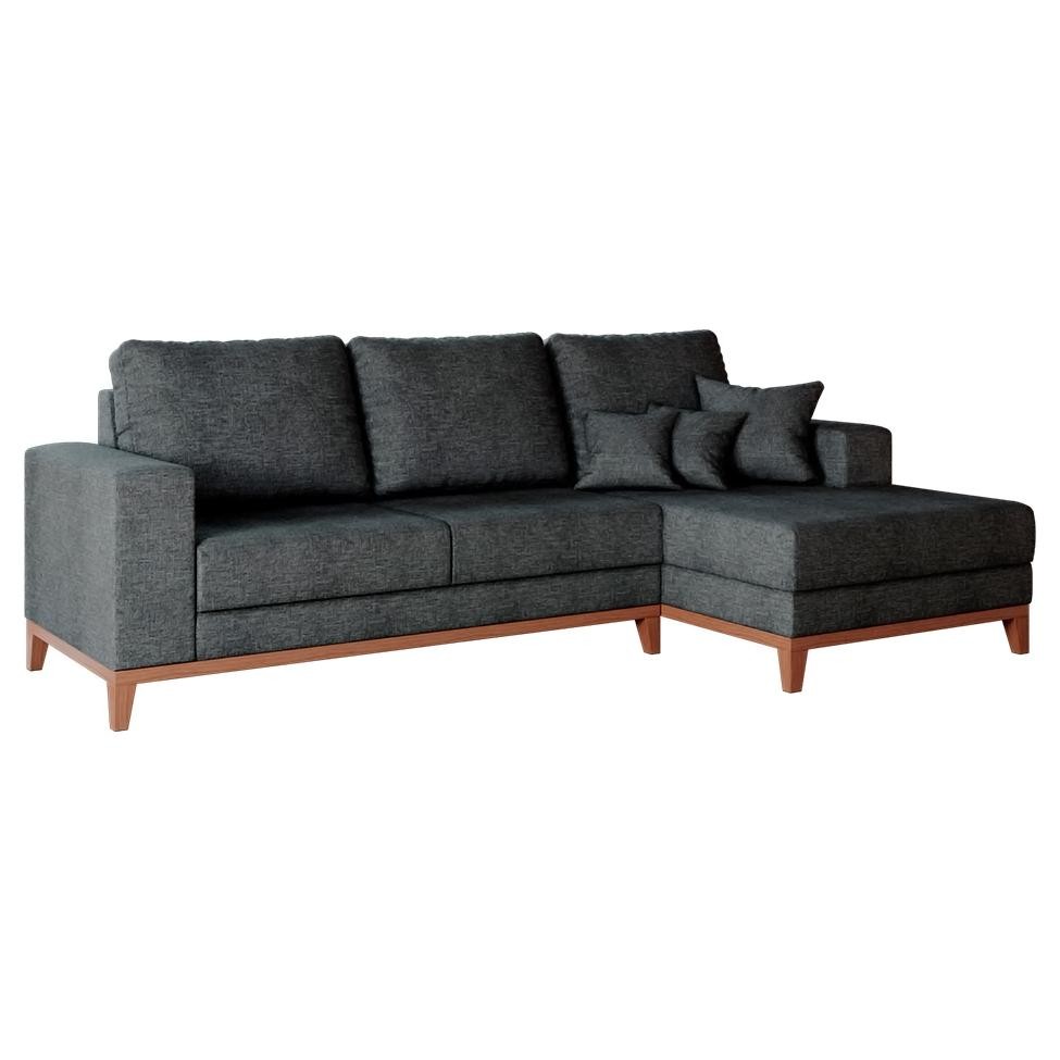 Sofá 3 Lugares Belgrado com Chaise Direito Linho Grafite 230 cm em Oferta na Shopee