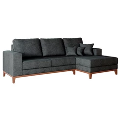Sofá 3 Lugares Belgrado com Chaise Direito Linho Grafite 230 cm