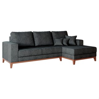 Sofá 3 Lugares Belgrado com Chaise Direito Linho Grafite 230 cm em Oferta na Shopee
