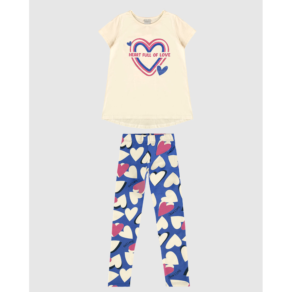 Conjunto Infantil Menina Blusa Heart Full Of Love E Legging Malwee Kids - Baby & Kids Fashion
