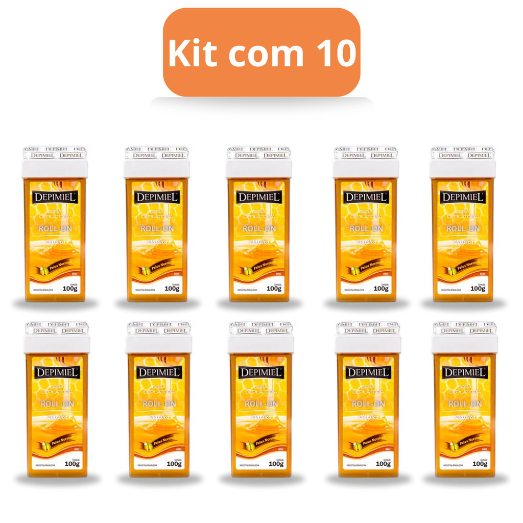Kit com 10 Ceras Depilatórias Roll-on Clássica 100g - Depimiel