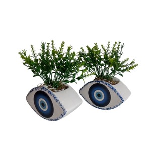 Vaso Cachepot Olho Grego KIT 2 Peças Cerâmica em Oferta na Shopee