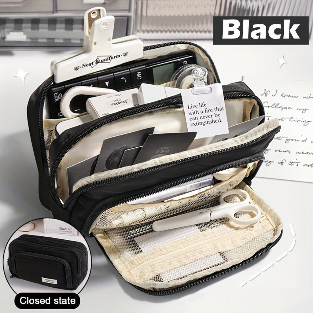 Estojo De Lápis De Grande Capacidade Caixa De Caneta Kawaii De 3 Camadas Com Broche Grátis Porta-Canetas Fofo Para Estud em Oferta na Shopee