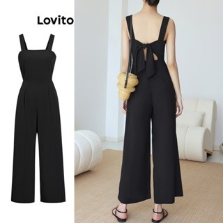 Lovito Macacão Elegante Com Laço Liso Para Mulheres L77ED500