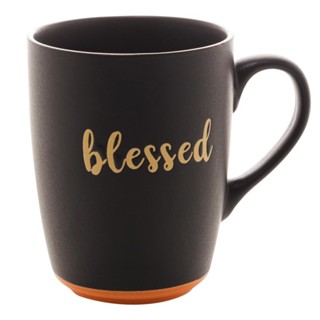Caneca Wolff Blessed de Cerômica Preto Matt Laranja 340ml