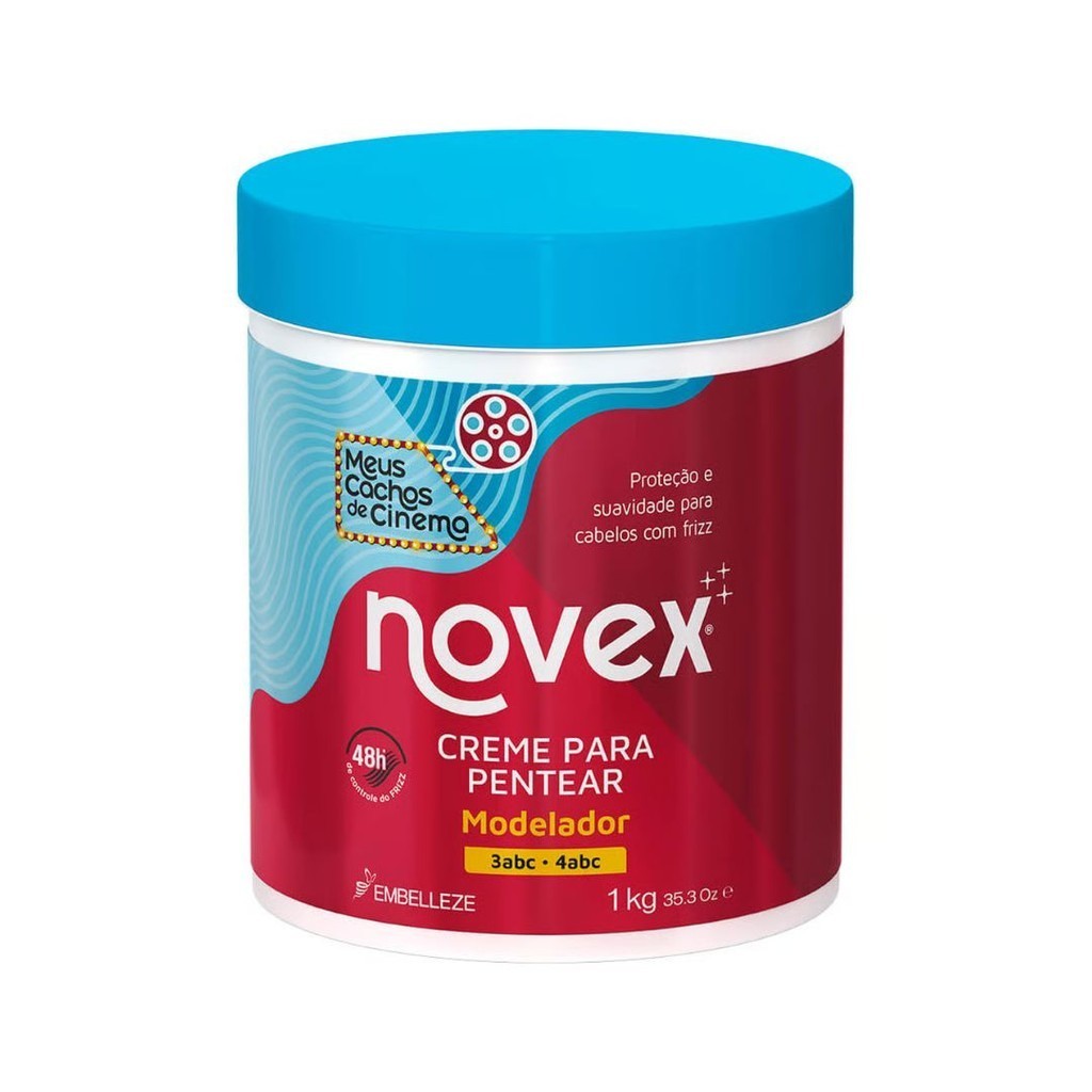 Creme para Pentear Novex Cachos de Cinema 1kg Modelador 3ABC 4ABC Anti Frizz 48h