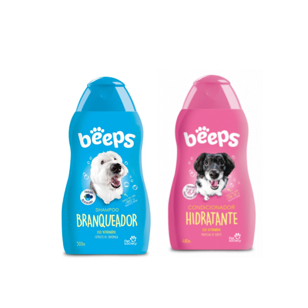 01 Shampoo Pet Branqueador e 01 Condicionador Beeps - Pets