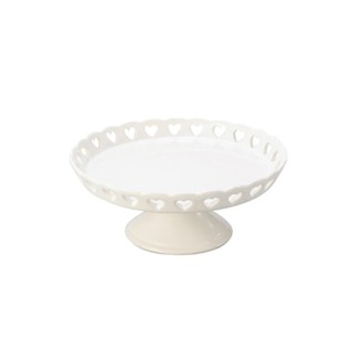Centro de Mesa Lyor Coração de Ceramica Branco 15cm