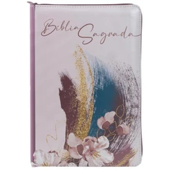 Bíblia Sagrada NVI | Letra Normal | Leitura Perfeita | Zíper | índice | PJV | Couro Soft | Rosa
