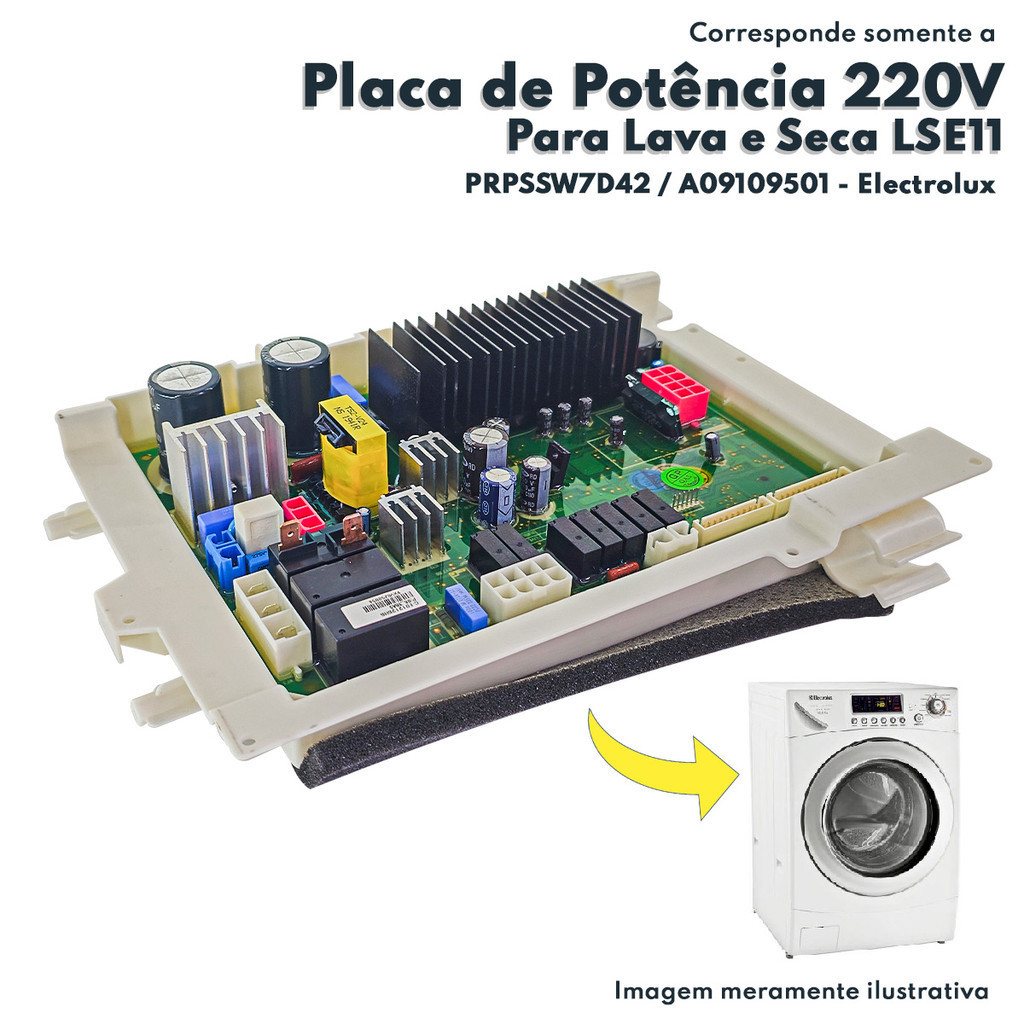 Placa De Potência 220VPara Lava e Seca LSE11 Electrolux Original PRPSSW7D42 A09109501