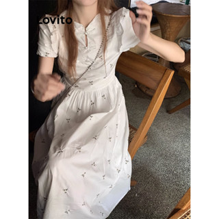 Lovito Vestido Casual Simples Com Botões Frontais Para Mulheres LNE43047