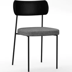 Cadeira Decorativa Para Sala De Jantar Melina L02 Couríssimo Preto Linho Cinza Escuro - Lyam Decor