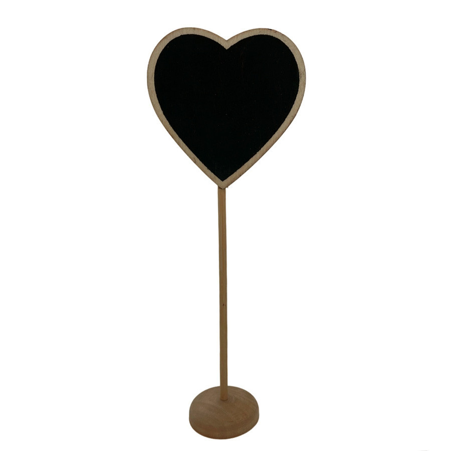Lousa para Personalizar Coração com apoio Madeira - 20cm - 6 unidades - Rizzo - Home & Living