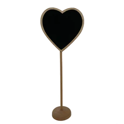 Lousa para Personalizar Coração com apoio Madeira - 20cm - 6 unidades - Rizzo