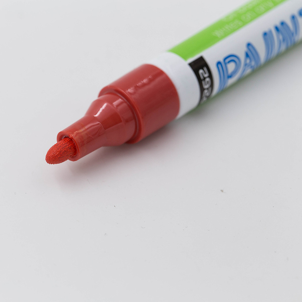 Caneta Marcador Permanente Borracha Metal Madeira Plástico Vermelho