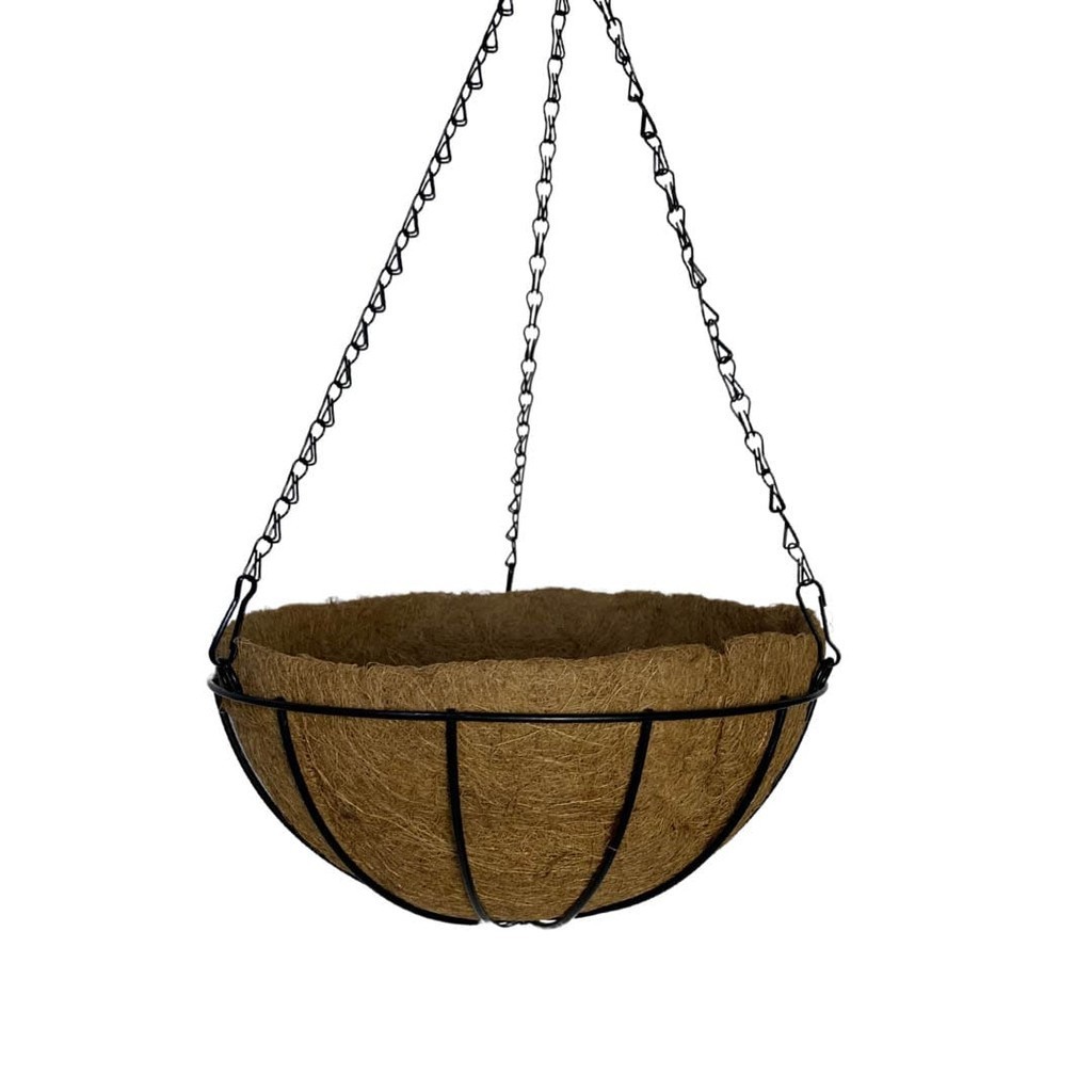 Vaso Fibra De Coco Suspenso 35cm Com Suporte Para Jardim