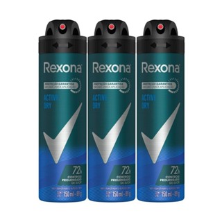Kit 3 Desodorante Rexona Men Active Dry Aerosol Antitranspirante 72h 150ml