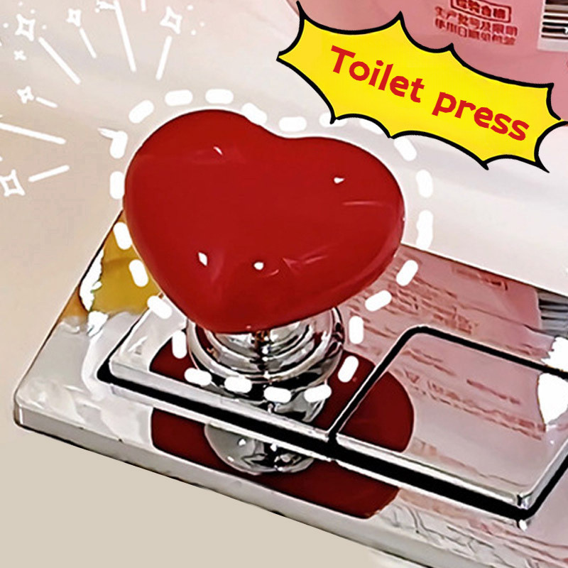 Prensa de vaso sanitário colorida em formato de coração, botão criativo para tanque de vaso sanitário, botão de amor da
