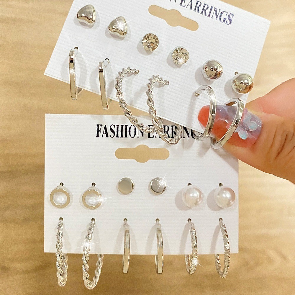 KIT 6 pares bronco Conjunto Elegante Brinco Com Argola De Ouro Coração Borboleta Hipoalergênico em Oferta na Shopee