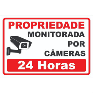 Placa Propriedade Monitorada Por Câmeras 24 Horas 30x20cm Resistente PS 1mm Alta Durabilidade em Oferta na Shopee