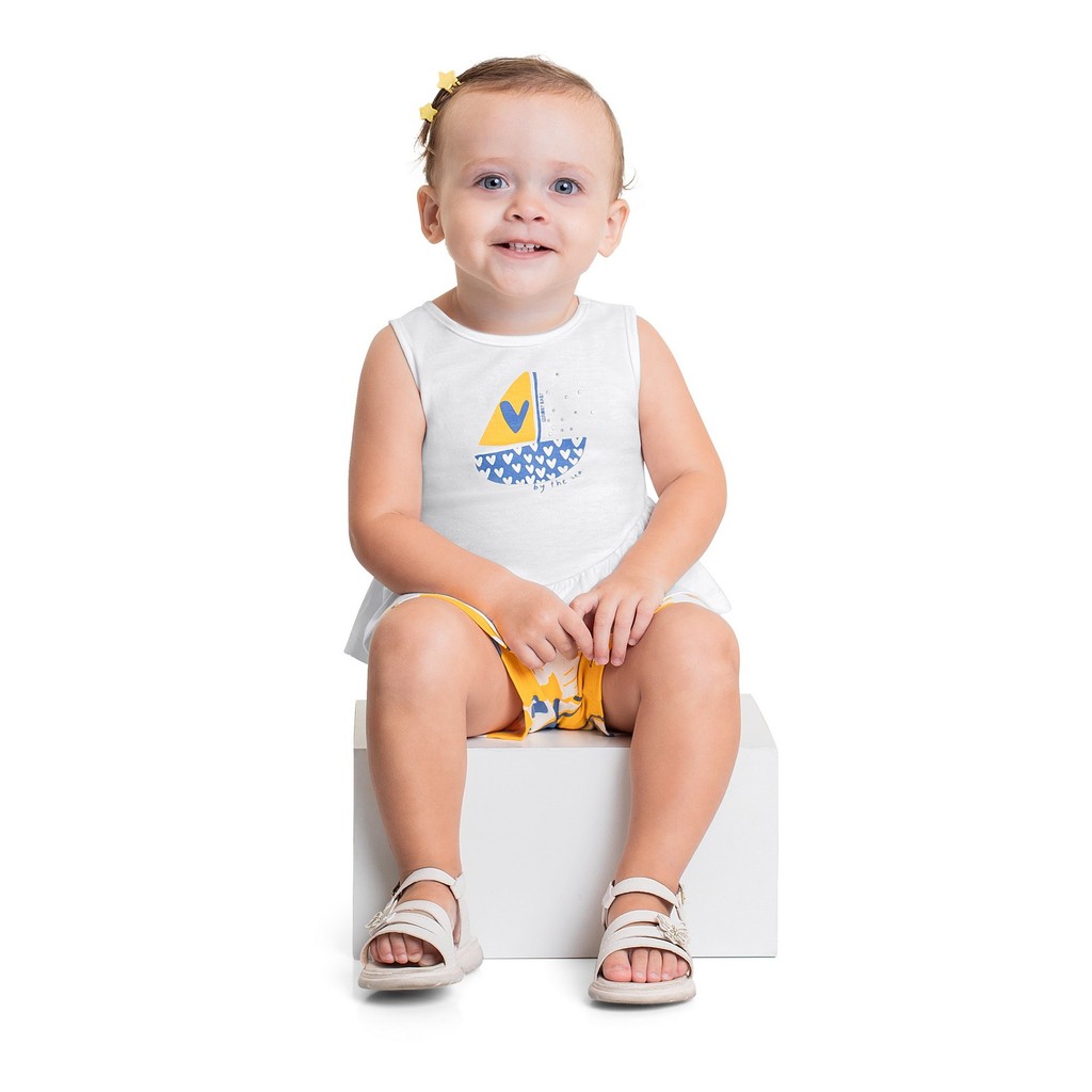 Conjunto com Regata e Short-Saia para Bebê Menina Quimby em Oferta na Shopee