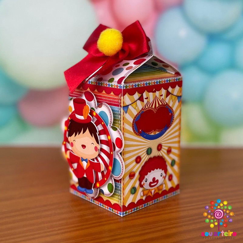 Caixa Milk  Circo 3D - Personalizado - 10 UNIDADES – Lembrancinha personalizada para Festa infantil - vários temas