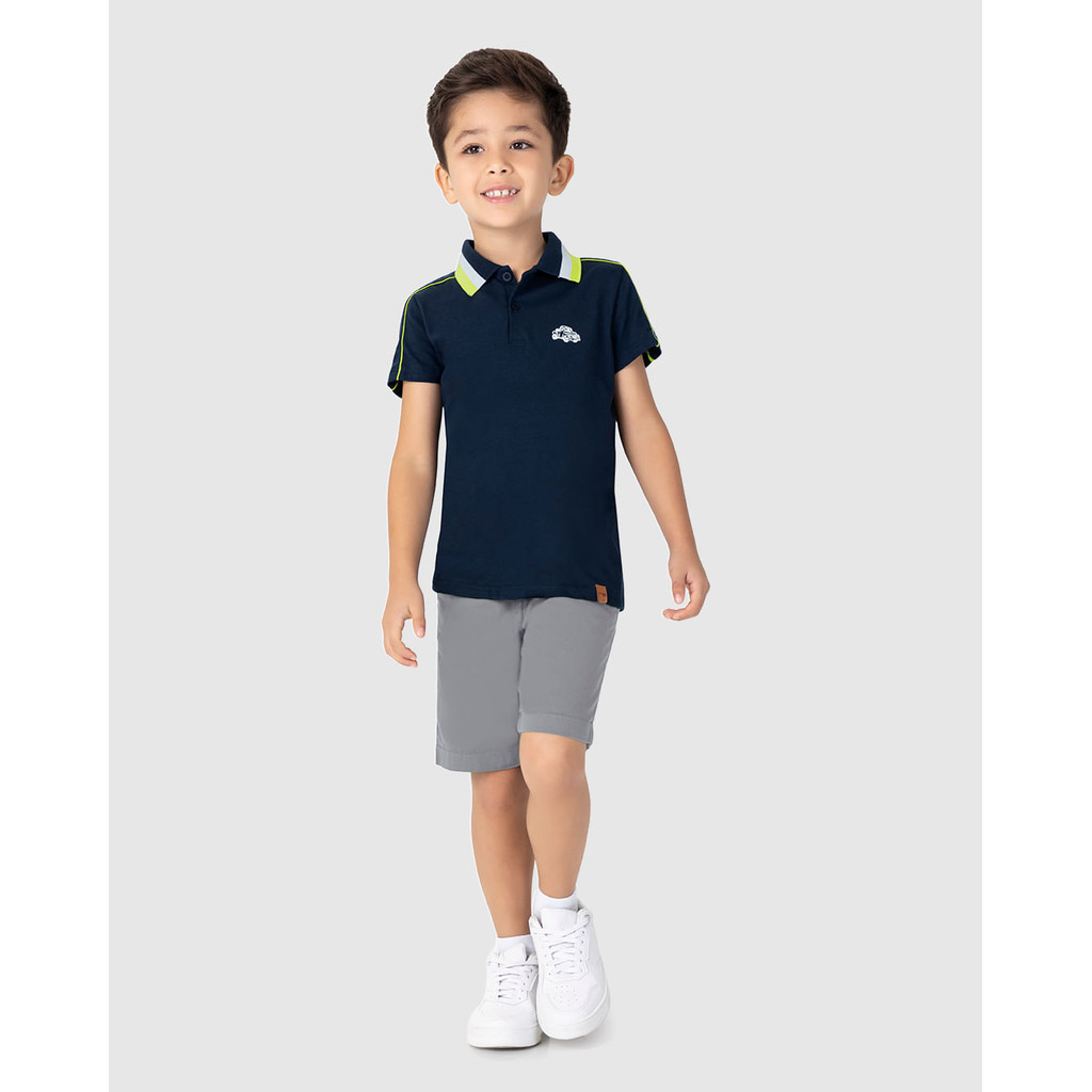Conjunto Infantil Menino Camisa Polo Gola Contraste Em Algodão Malwee Kids - Baby & Kids Fashion