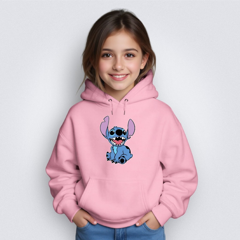 Moletom Infantil Bolso Canguru Capuz Sti-tch Sentado Filme Infantil Desenho Lilo