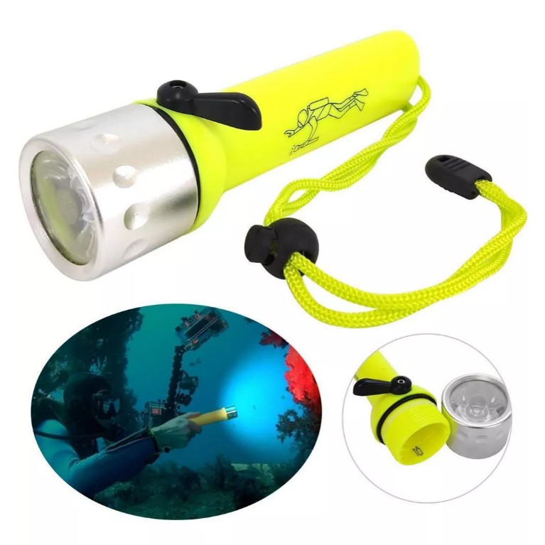Lanterna Mergulho Led Potente Prova Água Até 20 Metros Alça Cor da lanterna Amarelo Cor da luz Branco