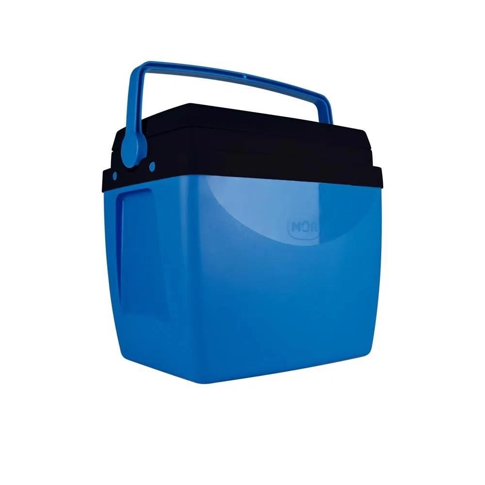 Caixa Térmica 34L Cooler Azul com Preto 25108247 MOR em Oferta na Shopee