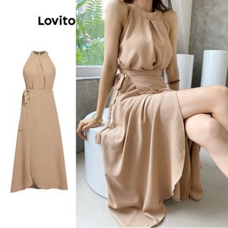 Lovito Conjunto Elegante De Saia Plissada Lisa Para Mulheres L77ED259