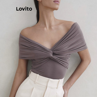 Lovito Macacões Elegantes E Lisos Para Mulheres LNE31106 (Cáqui/Branco/Preto)