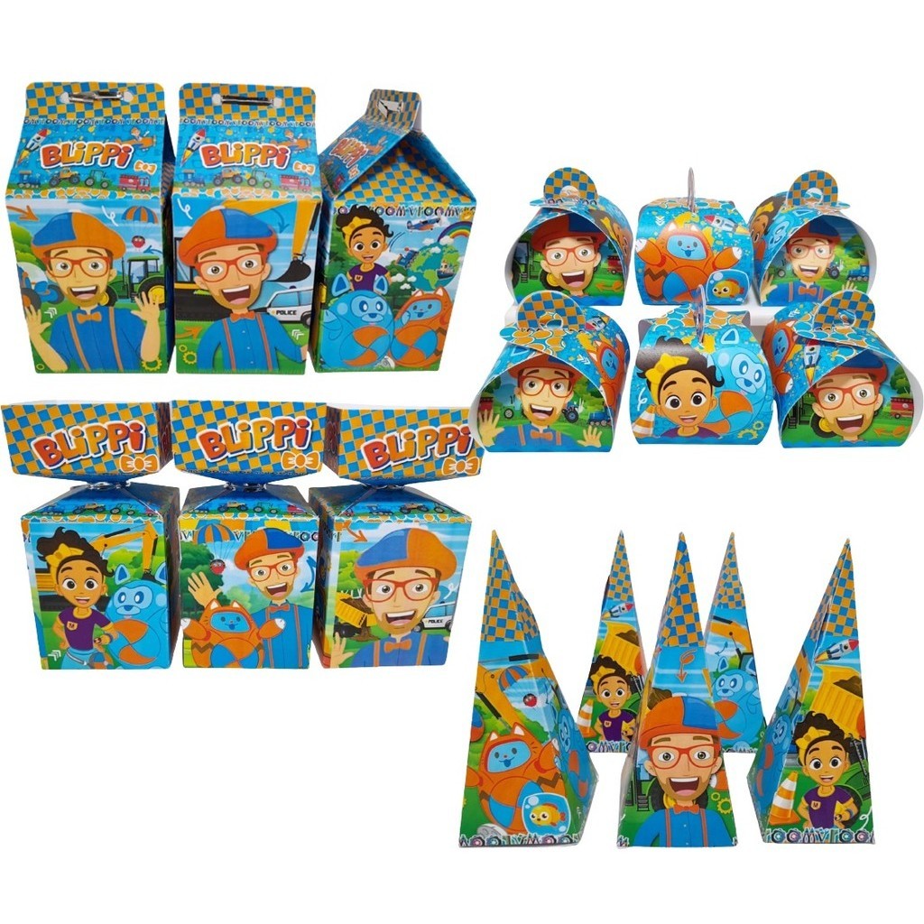 Kit Lembrancinhas Blippi Papelaria 20 Caixinhas Blippi Festa Fácil Decoração Blippi