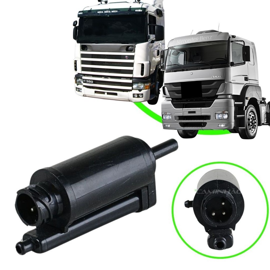 Bomba Água Reservatório Limpador Parabrisa Scania 124 / 94 / 114 (1548504 / 1722690) - Mercedes-Benz Axor (A0008694