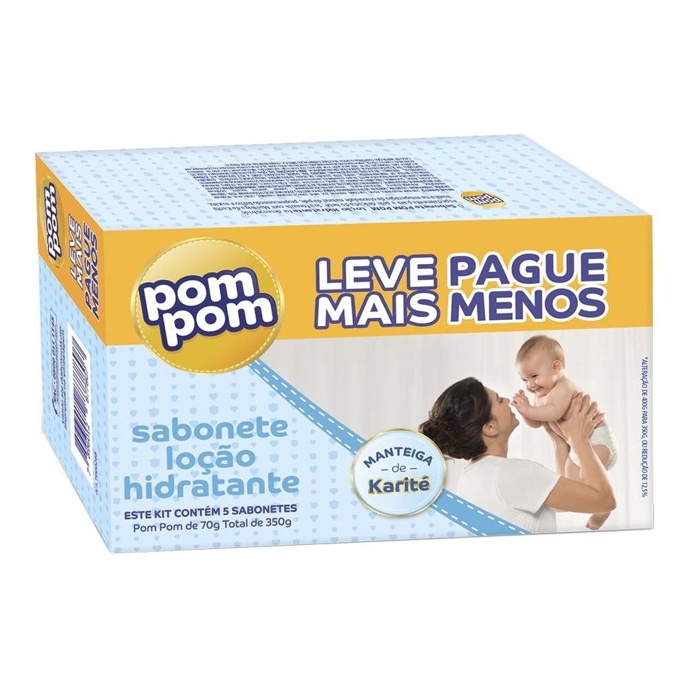 Kit Sabonete em Barra Pom Pom com 5un de 70g em Oferta na Shopee