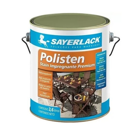 Polisten Sayerlack Stain Impregnante Pronto uso Acabamento Acetinado 3,6 litros Madeira - Cores em Oferta na Shopee