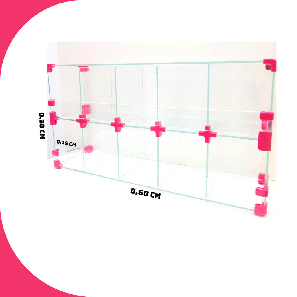 Baleiro De Vidro Expositor - 0,60 X 0,30 X 0,15 Conec Rosa